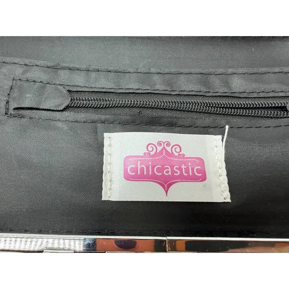 Chicastic Brown Faux Lizard Skin Hard Case Clutch Wallet Card Slots ID Window